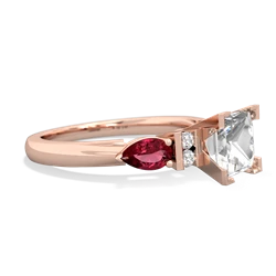 White Topaz 6Mm Princess Eternal Embrace Engagement 14K Rose Gold ring C2002