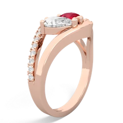 White Topaz Nestled Heart Keepsake 14K Rose Gold ring R5650