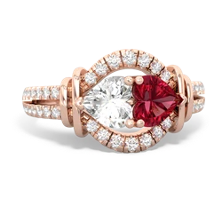 White Topaz Art-Deco Keepsake 14K Rose Gold ring R5630