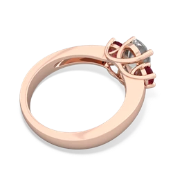 White Topaz Three Stone Oval Trellis 14K Rose Gold ring R4024