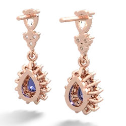 White Topaz Halo Pear Dangle 14K Rose Gold earrings E1882