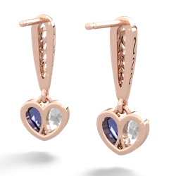 White Topaz Filligree Heart 14K Rose Gold earrings E5070