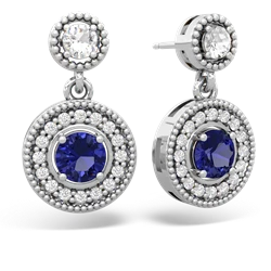 White Topaz Halo Dangle 14K White Gold earrings E5319