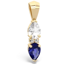 White Topaz Bowtie Drop 14K Yellow Gold pendant P0865