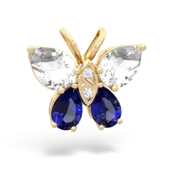 White Topaz Butterfly 14K Yellow Gold pendant P2215