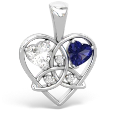 White Topaz Celtic Trinity Heart 14K White Gold pendant P5331