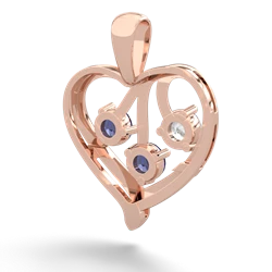 White Topaz Glowing Heart 14K Rose Gold pendant P2233