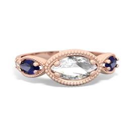 White Topaz Milgrain Marquise 14K Rose Gold ring R5700