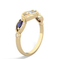 White Topaz Milgrain Marquise 14K Yellow Gold ring R5700