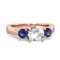 White Topaz Three Stone Round Trellis 14K Rose Gold ring R4018