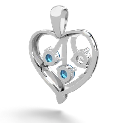 White Topaz Glowing Heart 14K White Gold pendant P2233