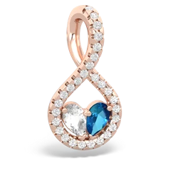 White Topaz Pave Twist 'One Heart' 14K Rose Gold pendant P5360