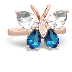 White Topaz Butterfly 14K Rose Gold ring R2215