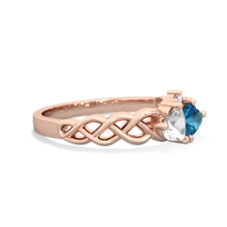 White Topaz Heart To Heart Braid 14K Rose Gold ring R5870