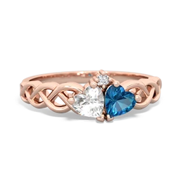 White Topaz Heart To Heart Braid 14K Rose Gold ring R5870