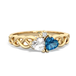 White Topaz Heart To Heart Braid 14K Yellow Gold ring R5870