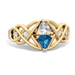 White Topaz Keepsake Celtic Knot 14K Yellow Gold ring R5300