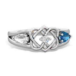 White Topaz Hearts Intertwined 14K White Gold ring R5880