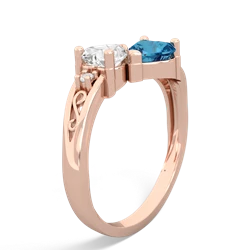 White Topaz Snuggling Hearts 14K Rose Gold ring R2178