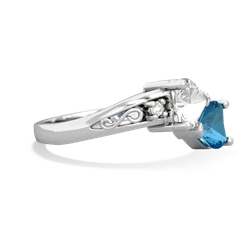 White Topaz Snuggling Hearts 14K White Gold ring R2178