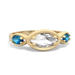 White Topaz Milgrain Marquise 14K Yellow Gold ring R5700