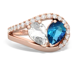 White Topaz Nestled Heart Keepsake 14K Rose Gold ring R5650