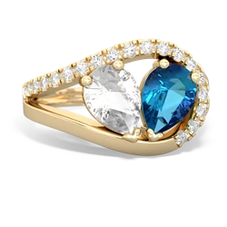 White Topaz Nestled Heart Keepsake 14K Yellow Gold ring R5650