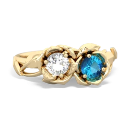 White Topaz Rose Garden 14K Yellow Gold ring R5510