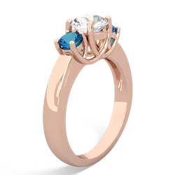 White Topaz Three Stone Round Trellis 14K Rose Gold ring R4018