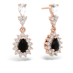 White Topaz Halo Pear Dangle 14K Rose Gold earrings E1882