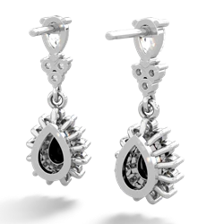 White Topaz Halo Pear Dangle 14K White Gold earrings E1882