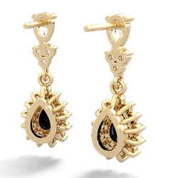 White Topaz Halo Pear Dangle 14K Yellow Gold earrings E1882