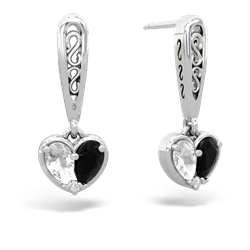 White Topaz Filligree Heart 14K White Gold earrings E5070