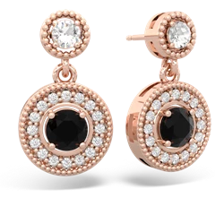 White Topaz Halo Dangle 14K Rose Gold earrings E5319