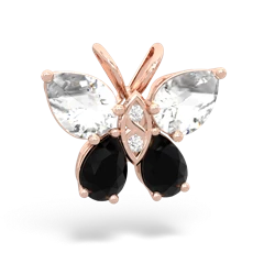 White Topaz Butterfly 14K Rose Gold pendant P2215