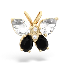 White Topaz Butterfly 14K Yellow Gold pendant P2215