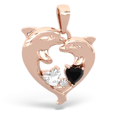 White Topaz Dolphin Heart 14K Rose Gold pendant P5820