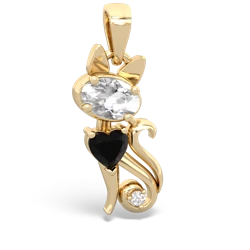 White Topaz Kitten 14K Yellow Gold pendant P5780