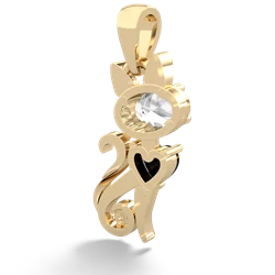 White Topaz Kitten 14K Yellow Gold pendant P5780