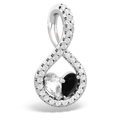 White Topaz Pave Twist 'One Heart' 14K White Gold pendant P5360