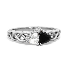 White Topaz Heart To Heart Braid 14K White Gold ring R5870