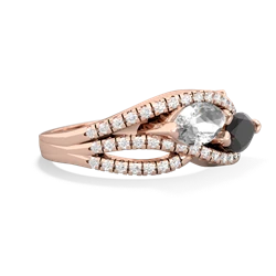 White Topaz Diamond Rivers 14K Rose Gold ring R3070