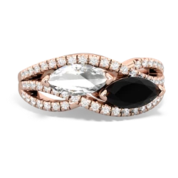 White Topaz Diamond Rivers 14K Rose Gold ring R3070