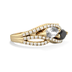 White Topaz Diamond Rivers 14K Yellow Gold ring R3070