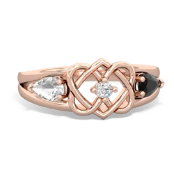 White Topaz Hearts Intertwined 14K Rose Gold ring R5880