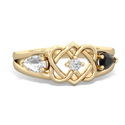 White Topaz Hearts Intertwined 14K Yellow Gold ring R5880