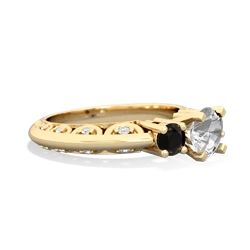 White Topaz Art Deco Eternal Embrace Engagement 14K Yellow Gold ring C2003