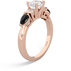 White Topaz 6Mm Round Eternal Embrace Engagement 14K Rose Gold ring R2005