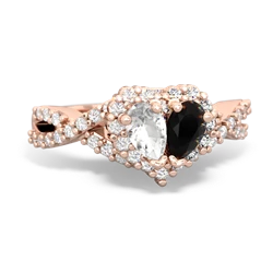 White Topaz Diamond Twist 'One Heart' 14K Rose Gold ring R2640HRT