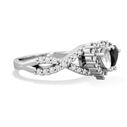 White Topaz Diamond Twist 'One Heart' 14K White Gold ring R2640HRT